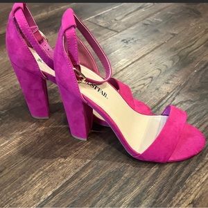 Magenta Block Heels